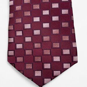Kenneth Cole Reaction Silk Tie Geometric Cubes Red Formal Business Dress